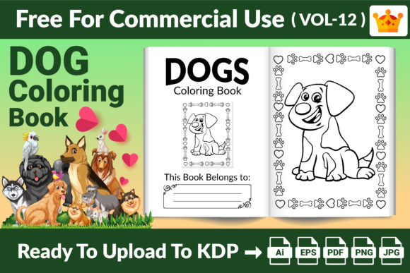 Unlock Creativity with Dogs Coloring Page KDP Interior Vol 12